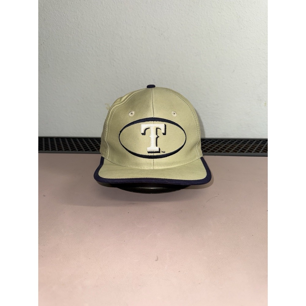 Vintage Texas Rangers Snapback Hat FINA Promo‎ Tan Blue Baseball Cap NWOT